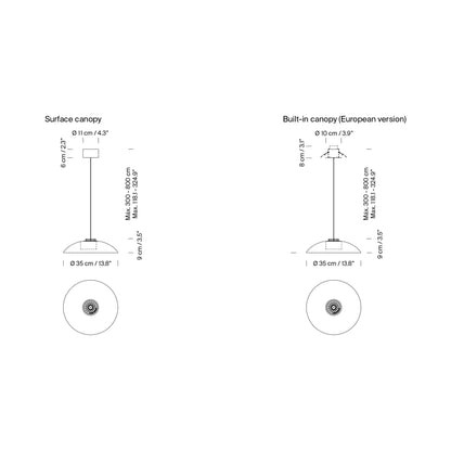 HeadHat LED Pendant Light - line drawing.