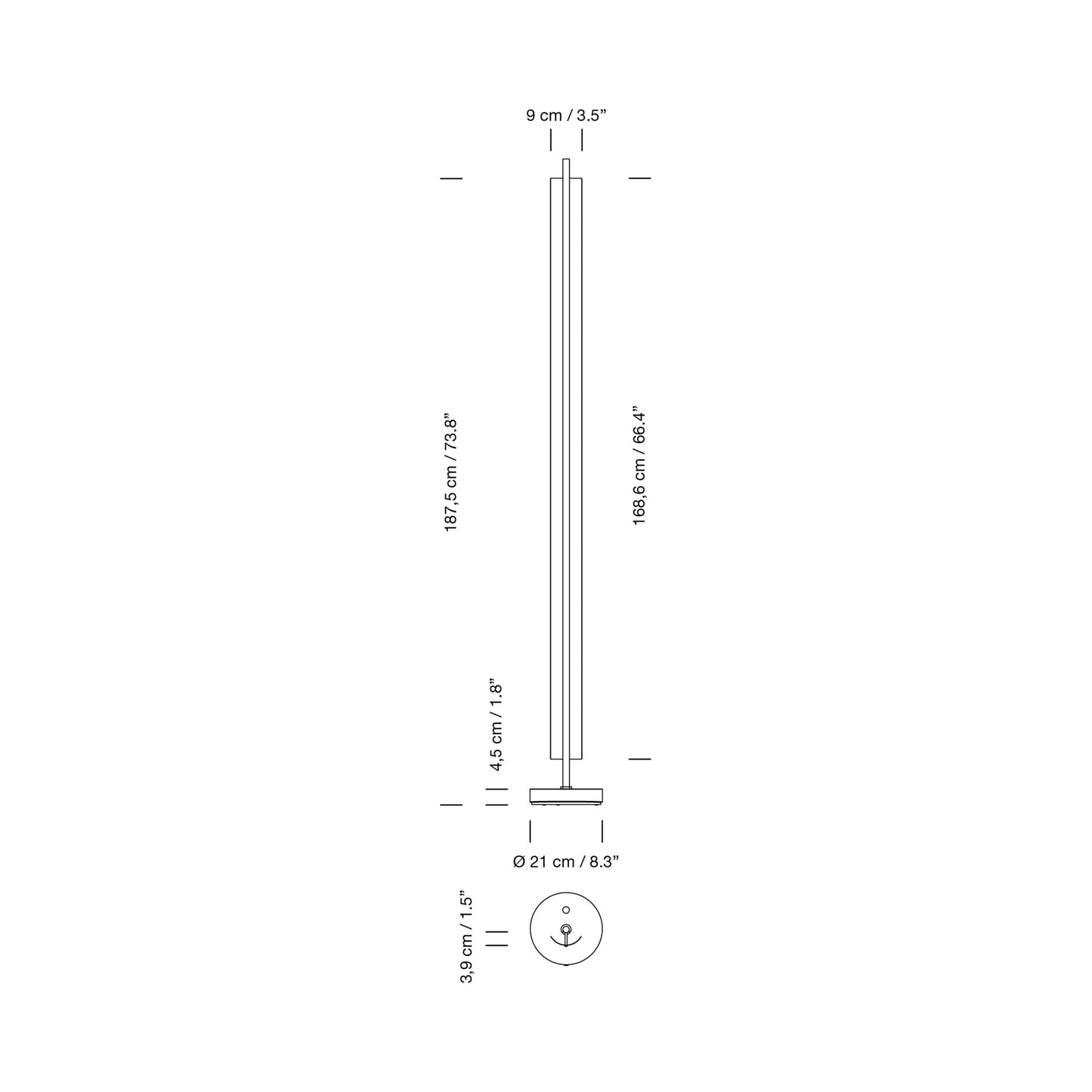 Lámina 165 LED Floor Lamp - line drawing.