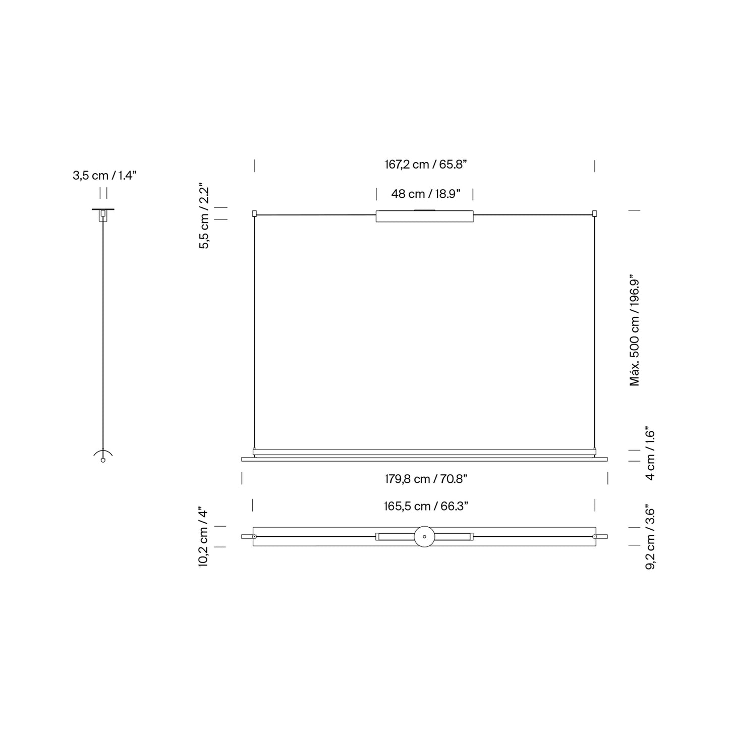 Lámina 165 LED Pendant Light - line drawing.