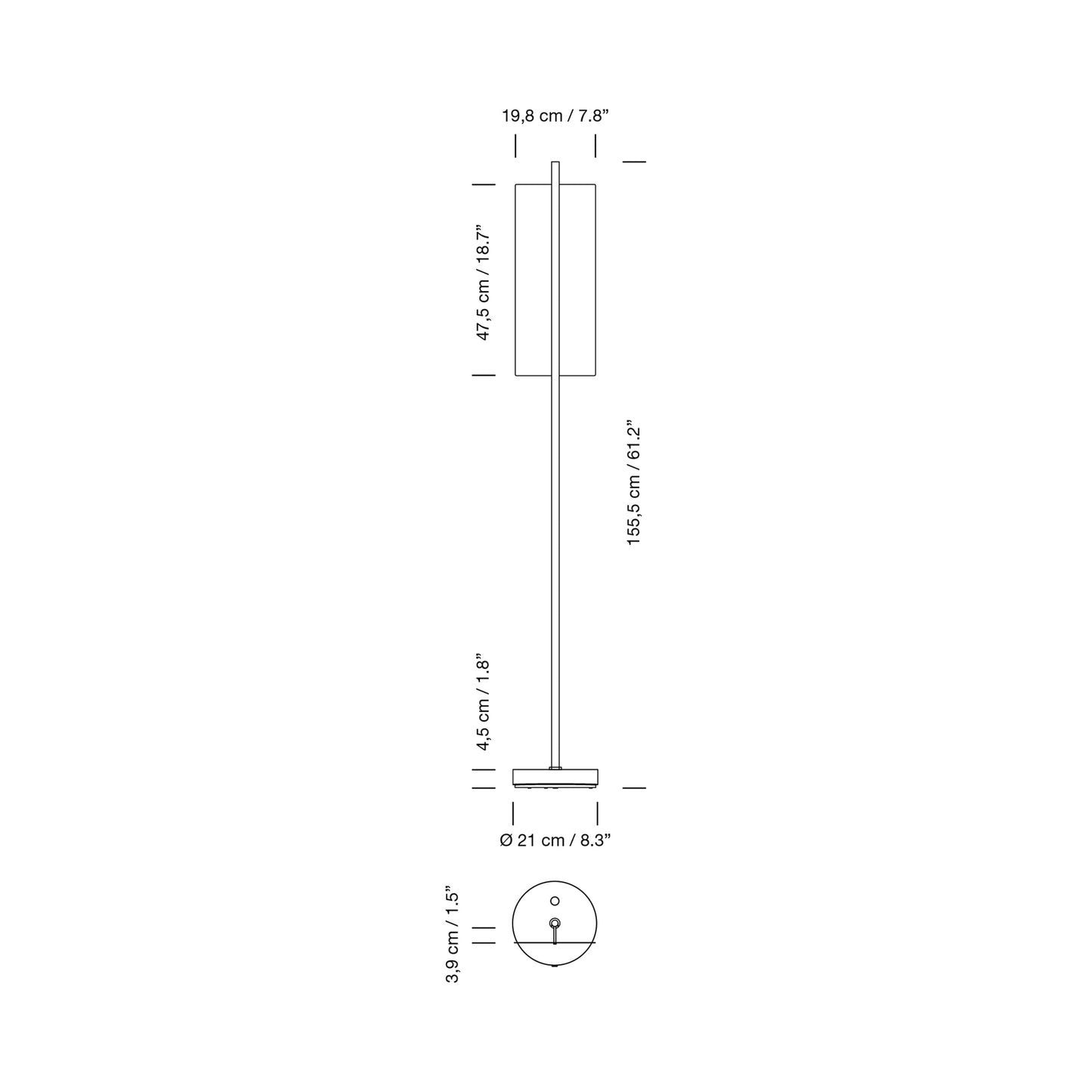 Lámina Dorada 45 LED Floor Lamp - line drawing.