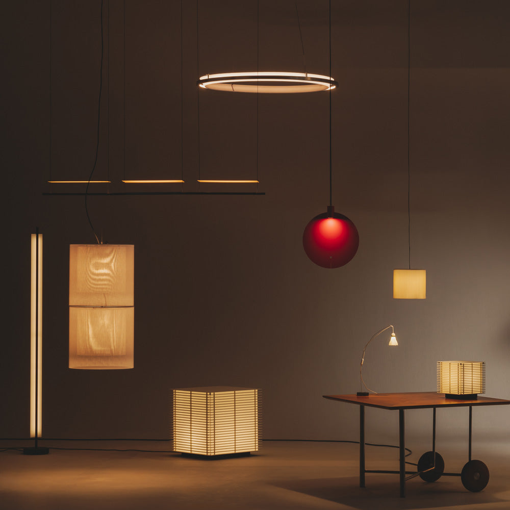 Lámina Dorada 45 LED Pendant Light in showroom.