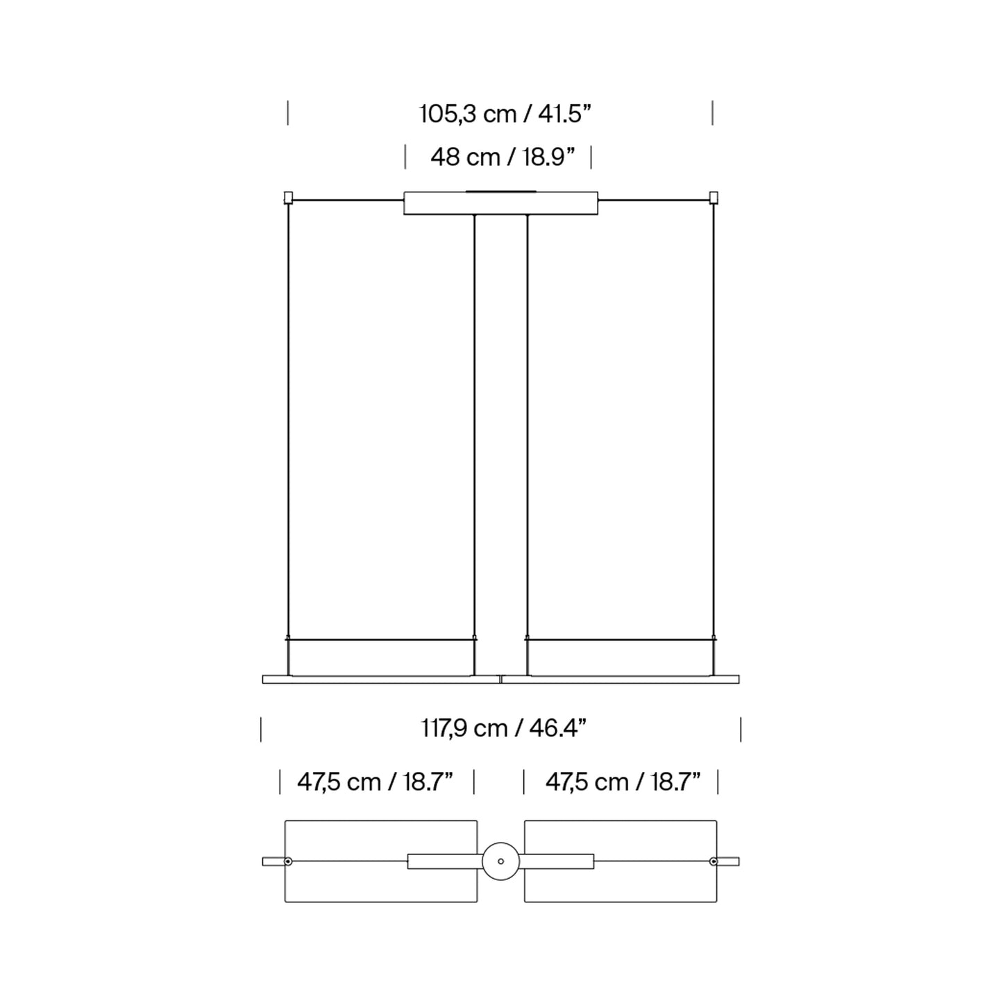 Lámina Dorada 45 LED Pendant Light - line drawing.