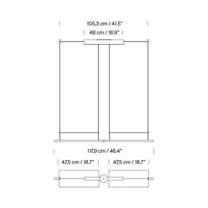 Lámina Dorada 45 LED Pendant Light - line drawing.