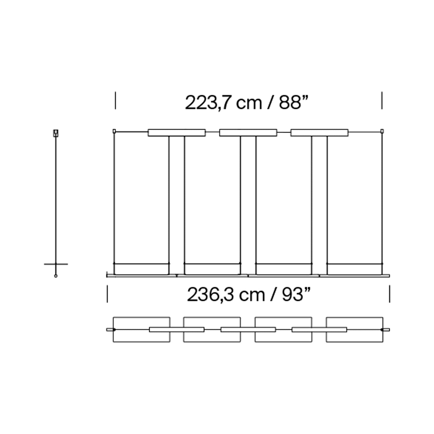 Lámina Dorada 45 LED Pendant Light - line drawing.