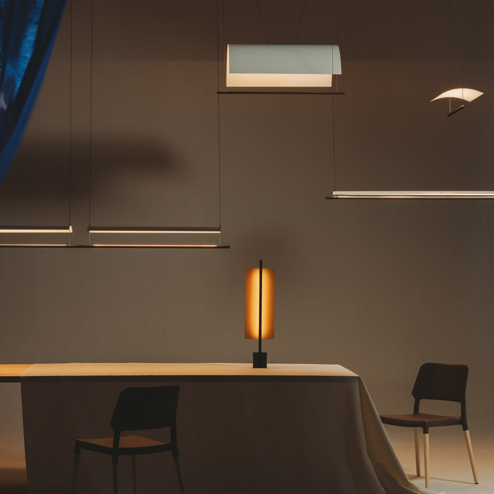 Lámina Dorada 45 LED Table Lamp in dining room.