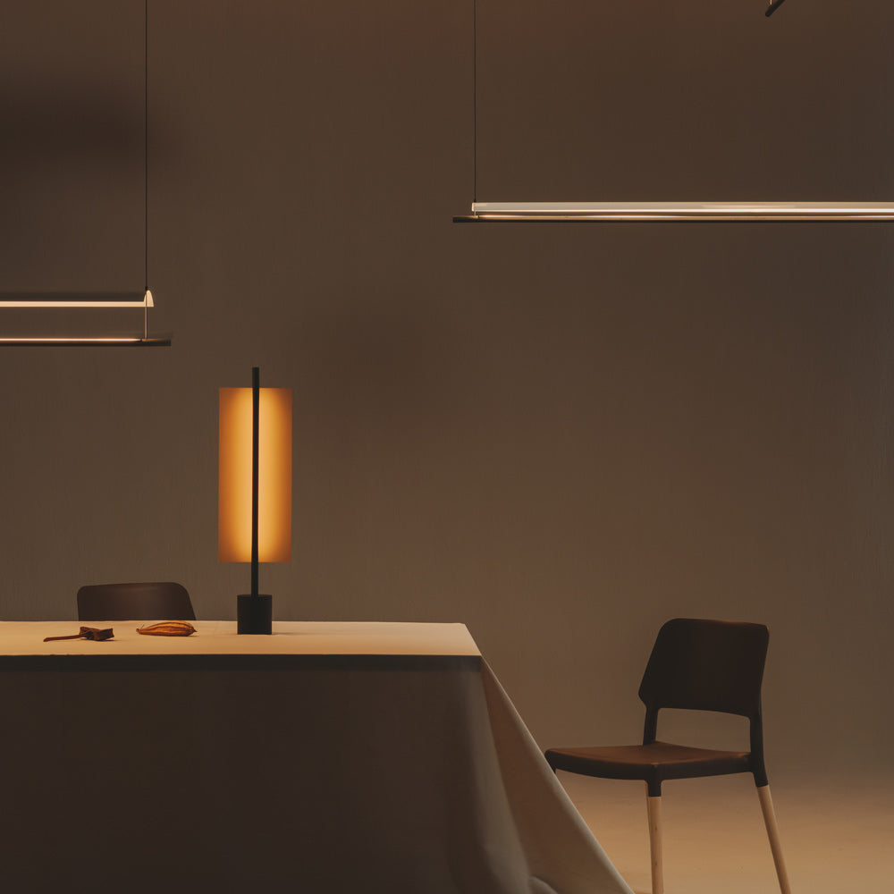 Lámina Dorada 45 LED Table Lamp in dining room.