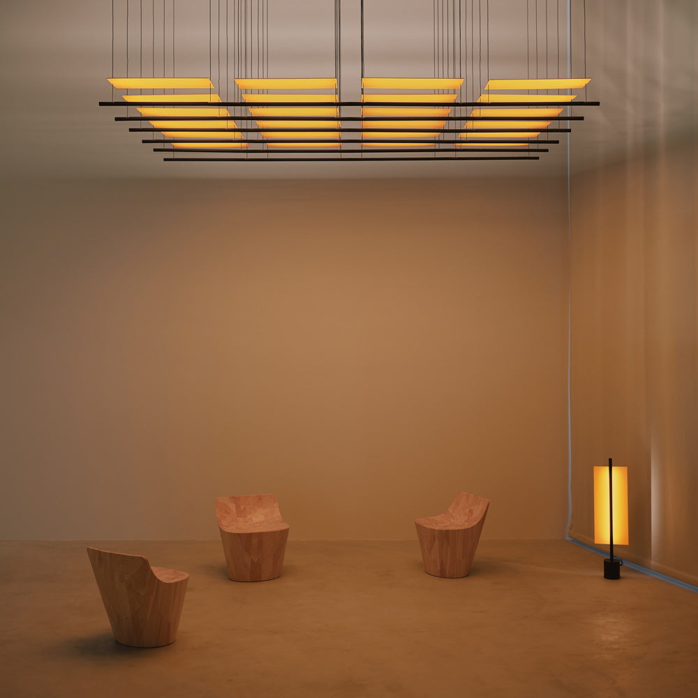 Lámina Dorada 45 LED Table Lamp in living room.