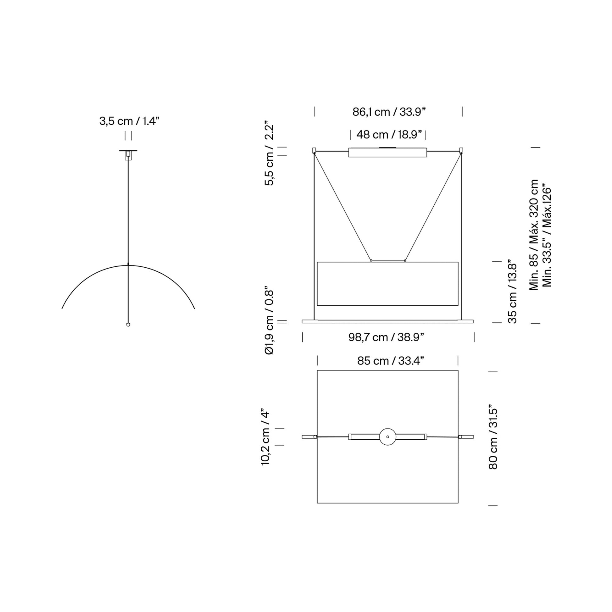Lámina Mayor LED Pendant Light - line drawing.