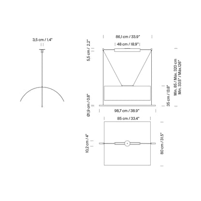 Lámina Mayor LED Pendant Light - line drawing.