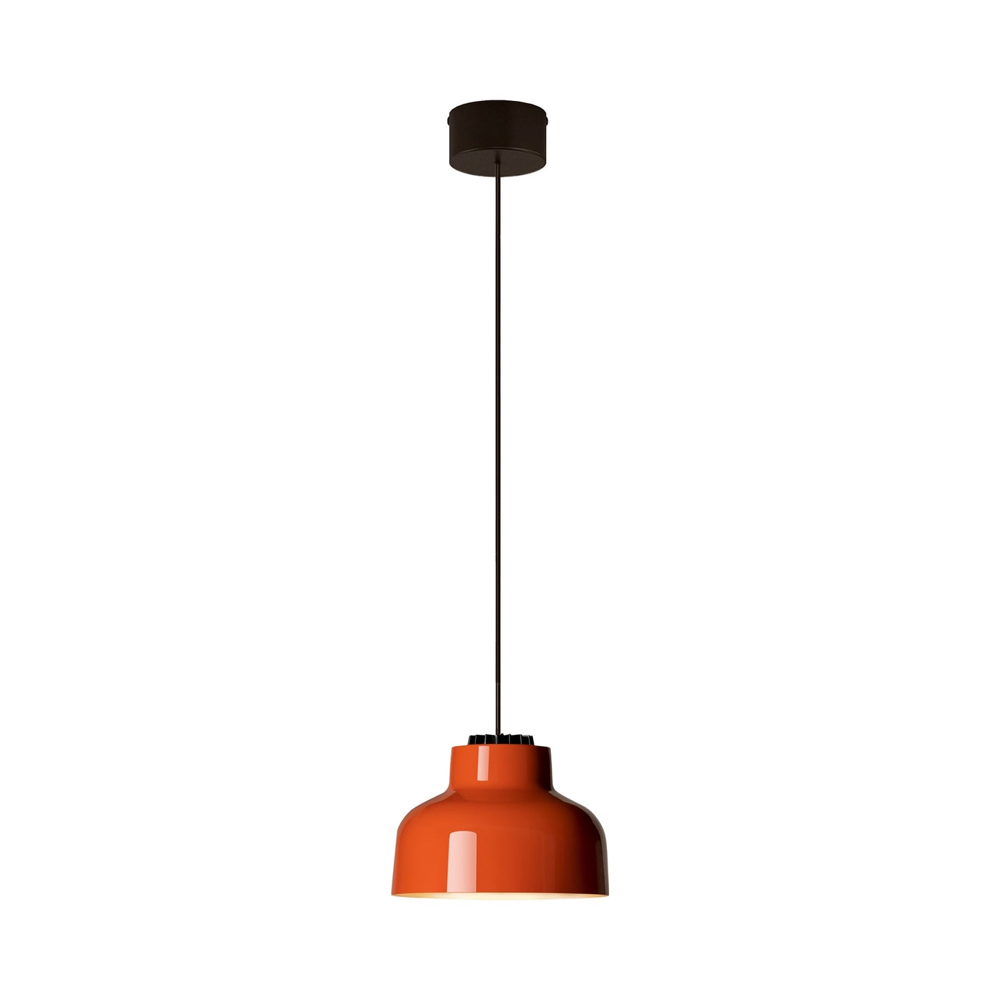 M64 LED Pendant Light in Black Surface/Reddish Orange.