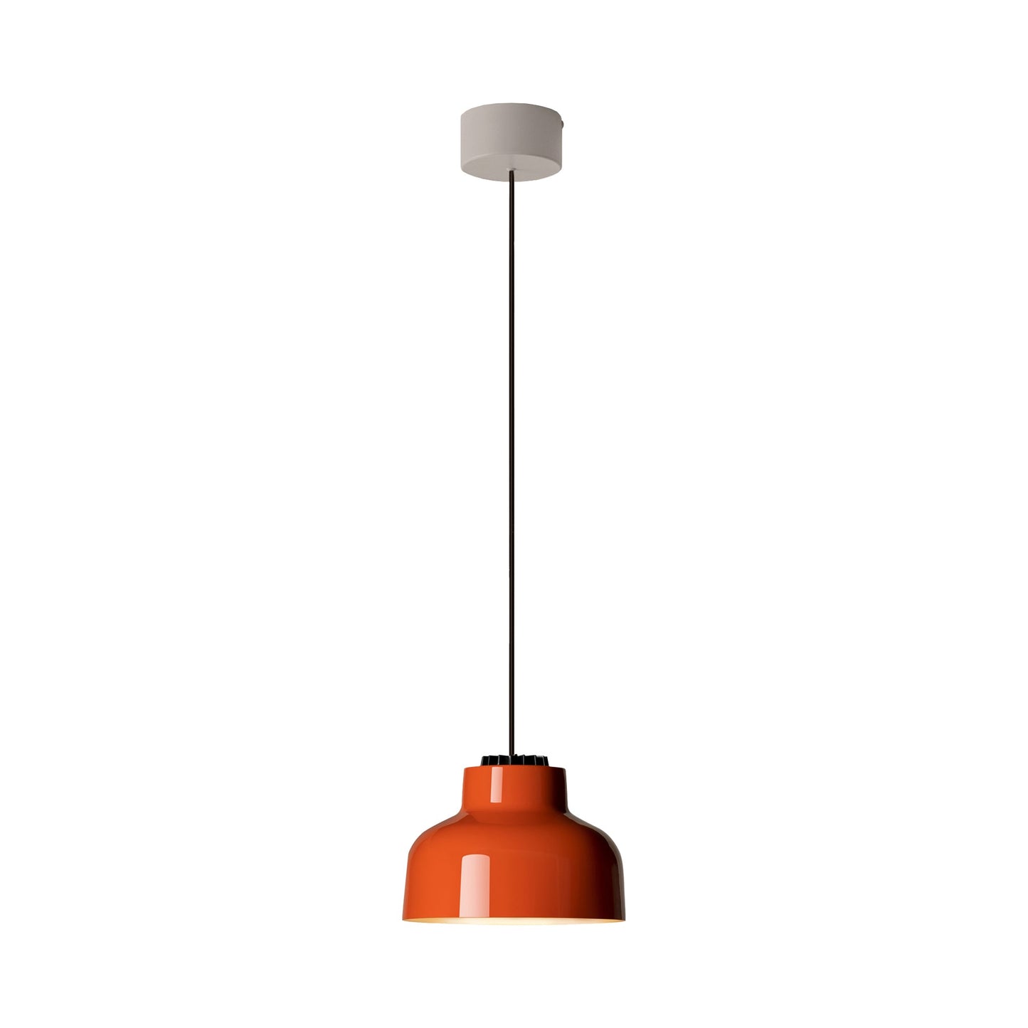 M64 LED Pendant Light in White Surface/Reddish Orange.
