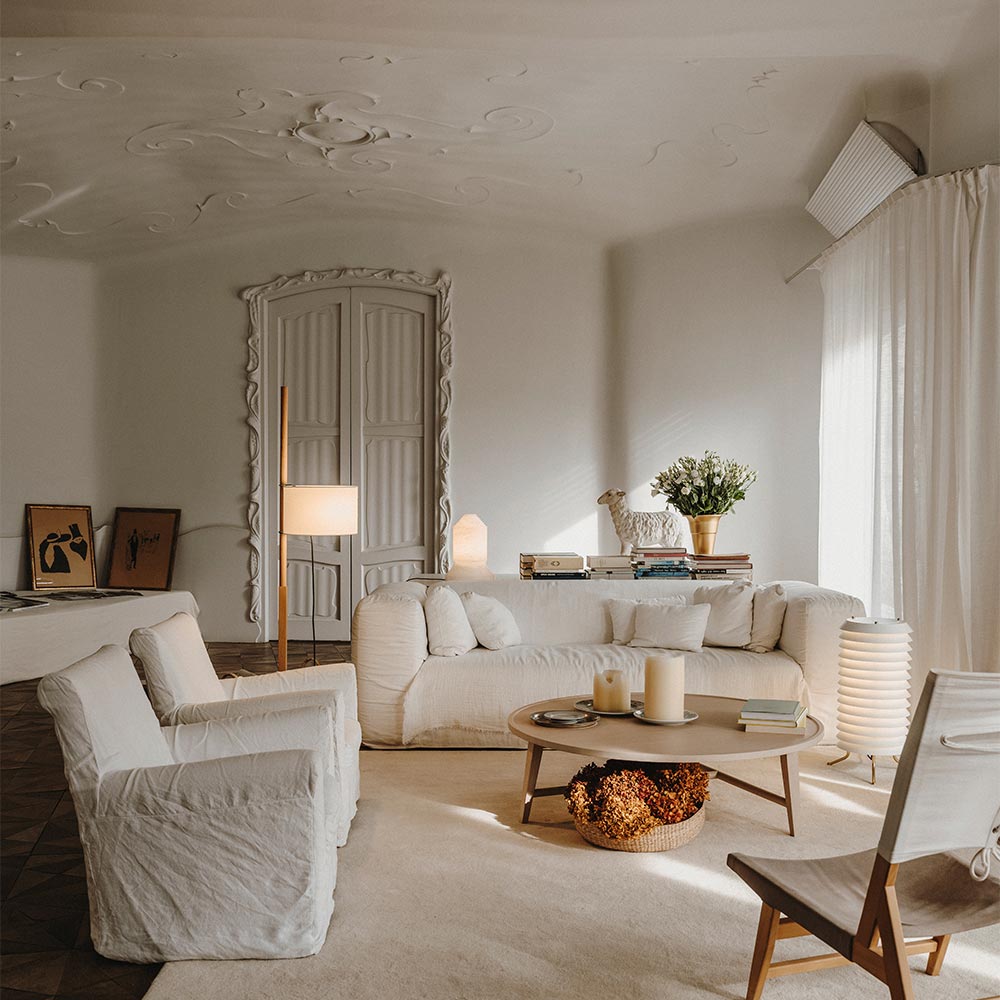 Maija LED Floor Lamp in living room.