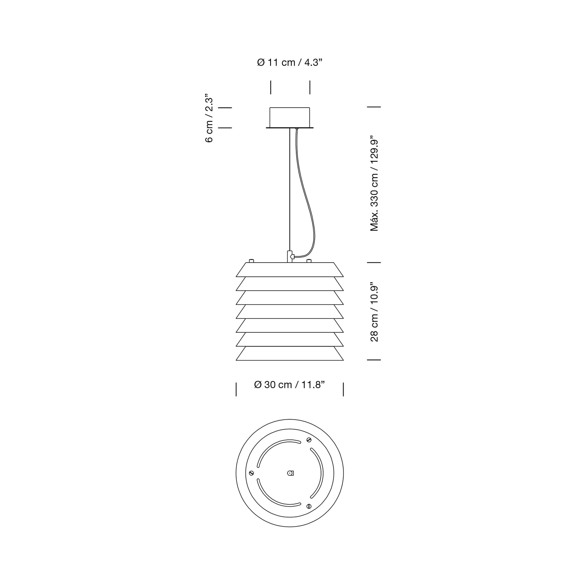 Maija LED Pendant Light - line drawing.