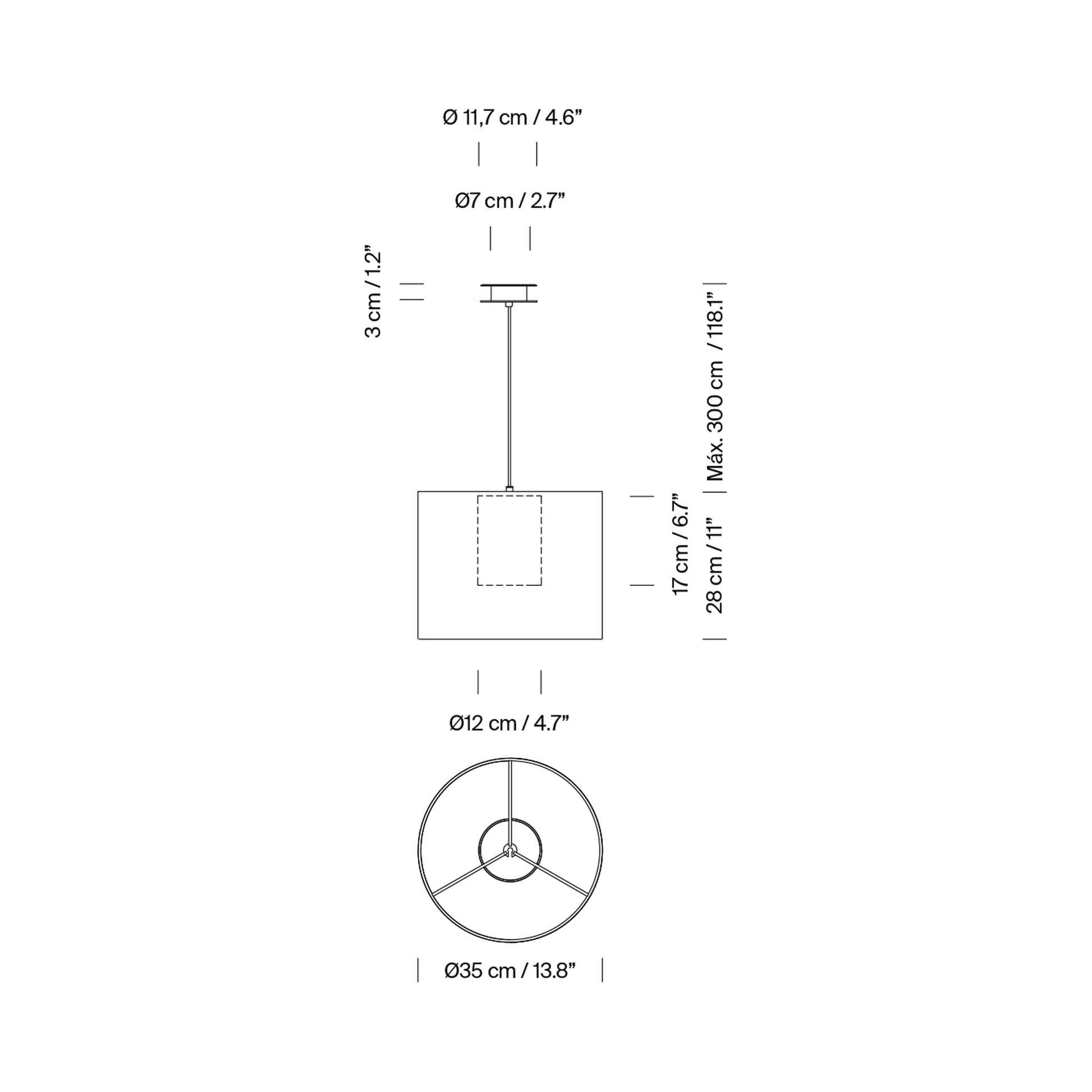 Moaré Liviana Pendant Light - line drawing.