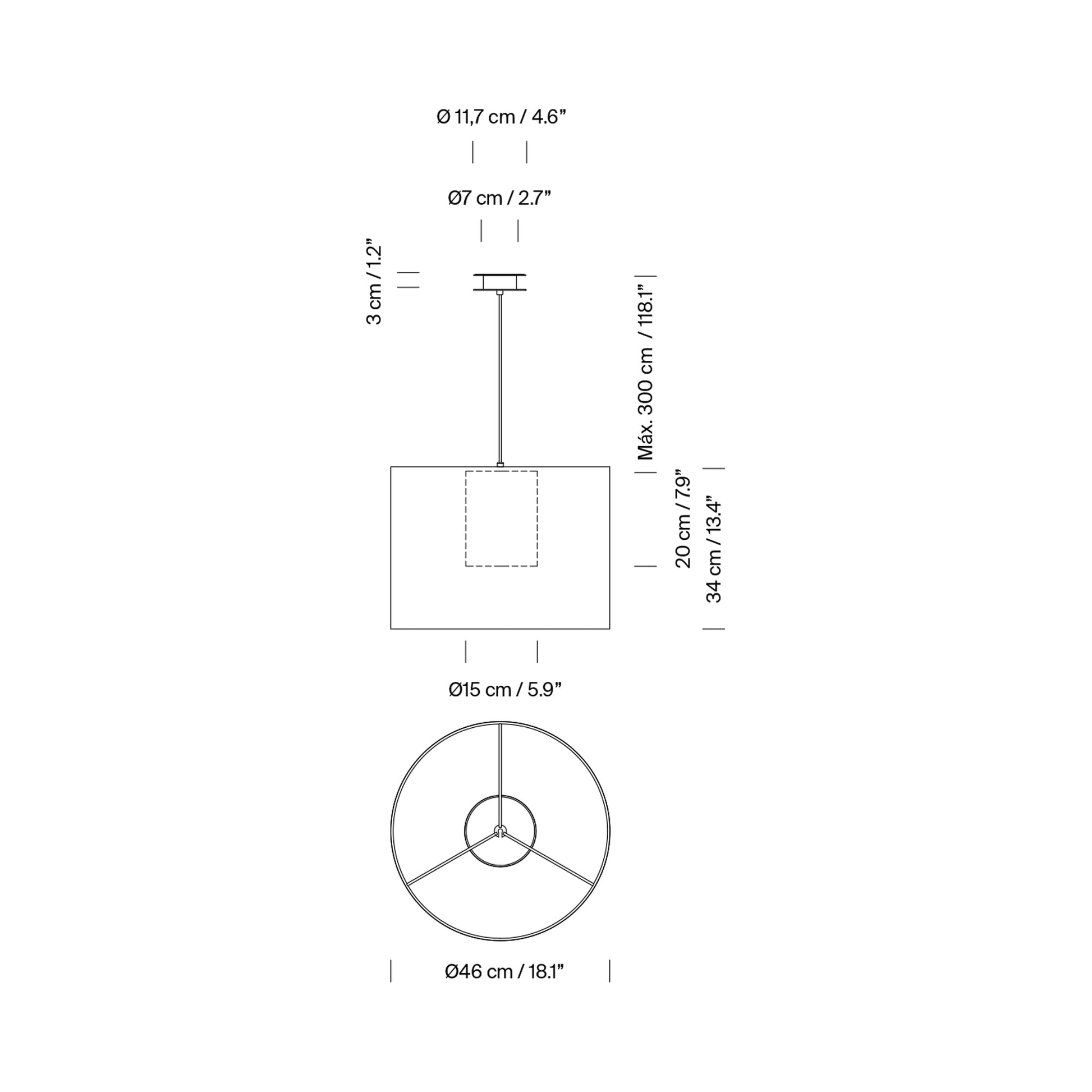 Moaré Liviana Pendant Light - line drawing.