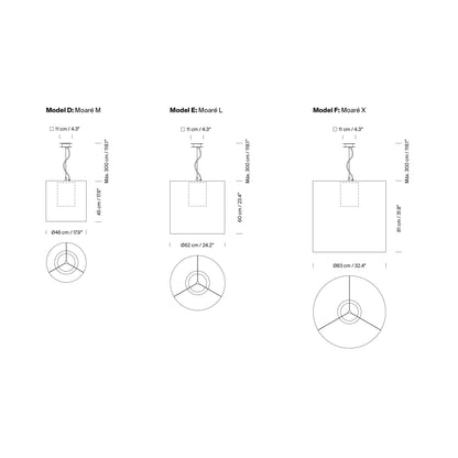Moaré Pendant Light - line drawing.