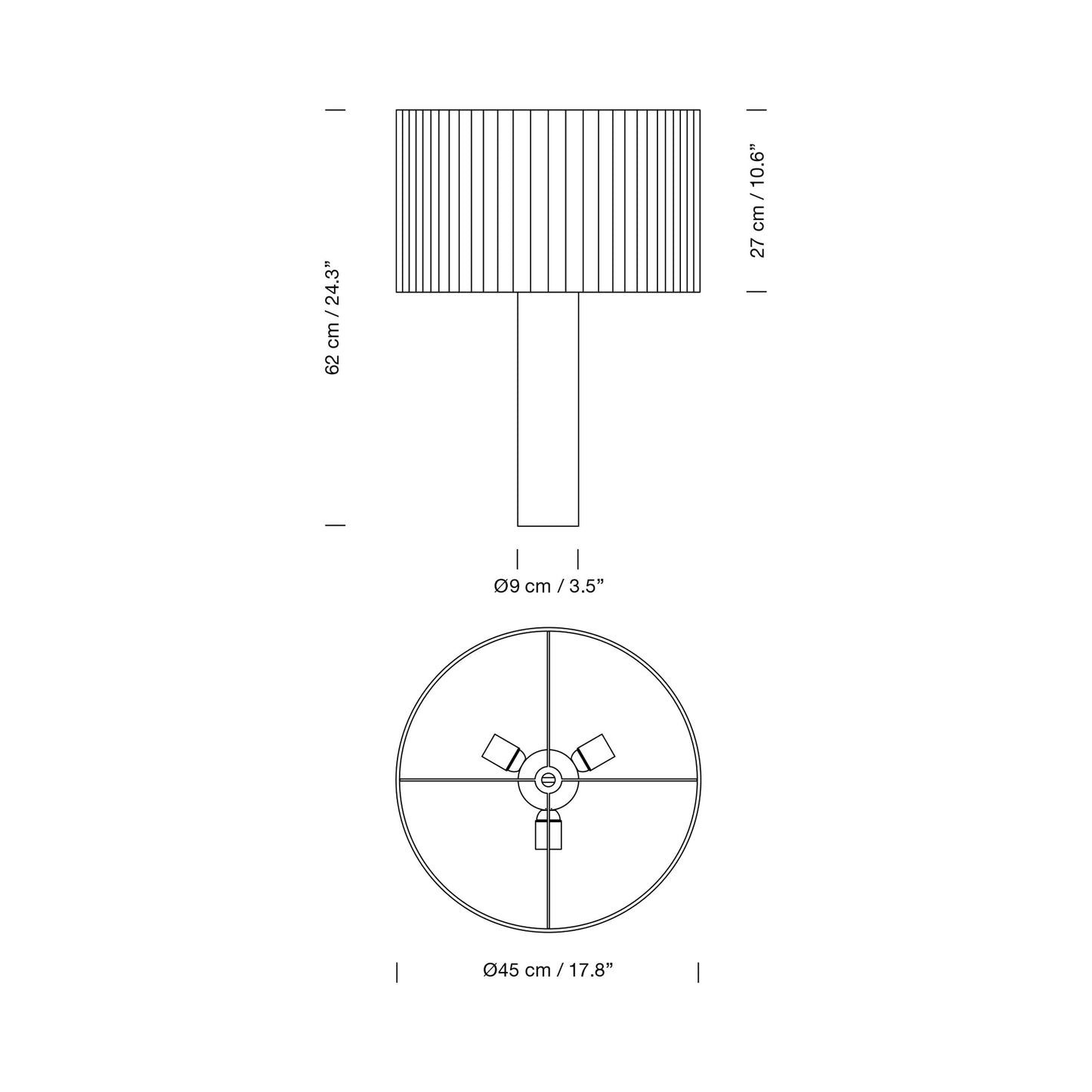 Moragas Table Lamp - line drawing.