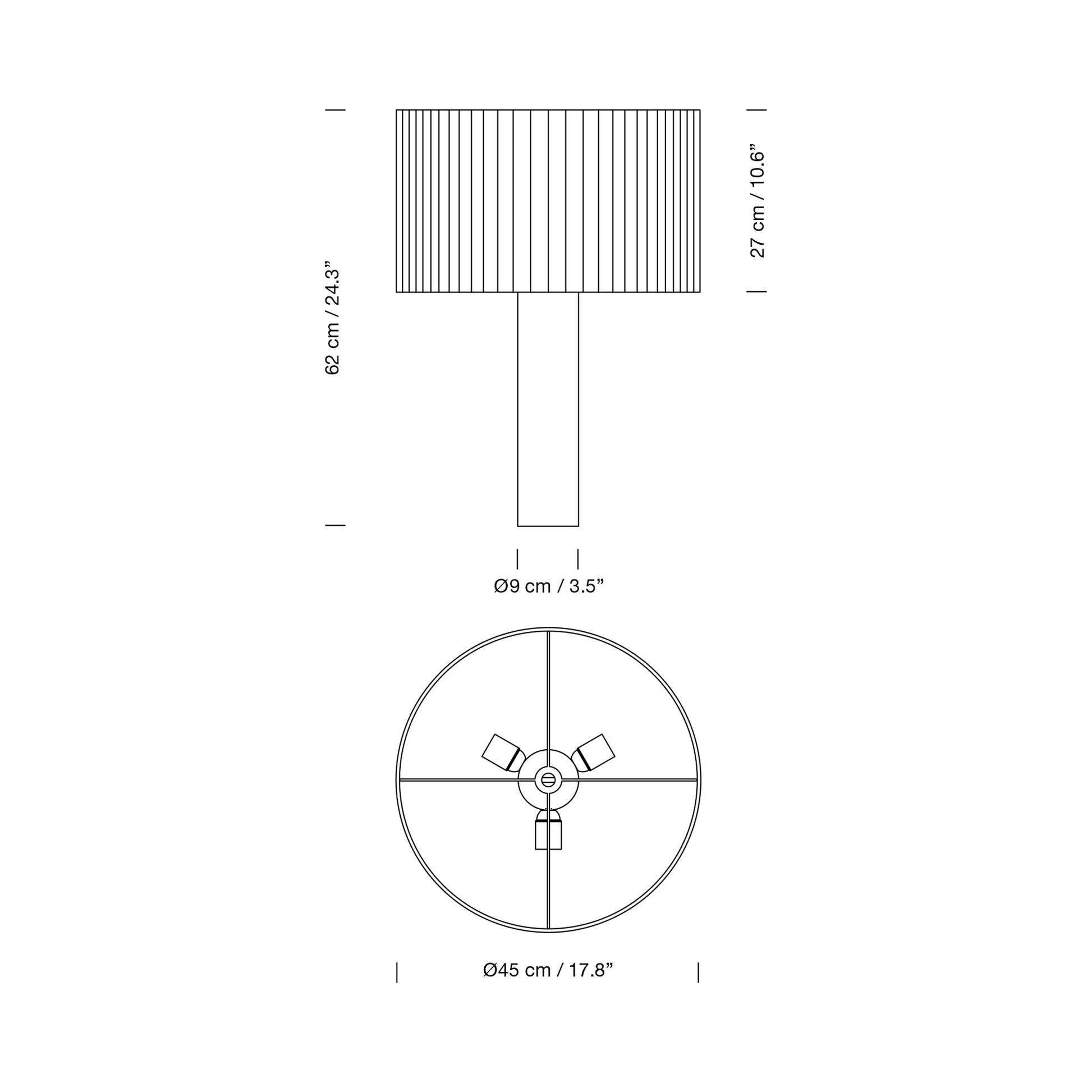 Moragas Table Lamp - line drawing.