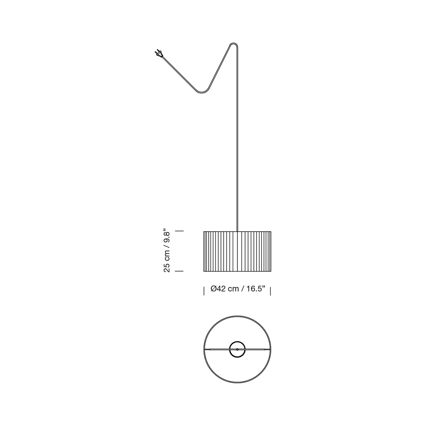 Nagoya Pendant Light - line drawing.