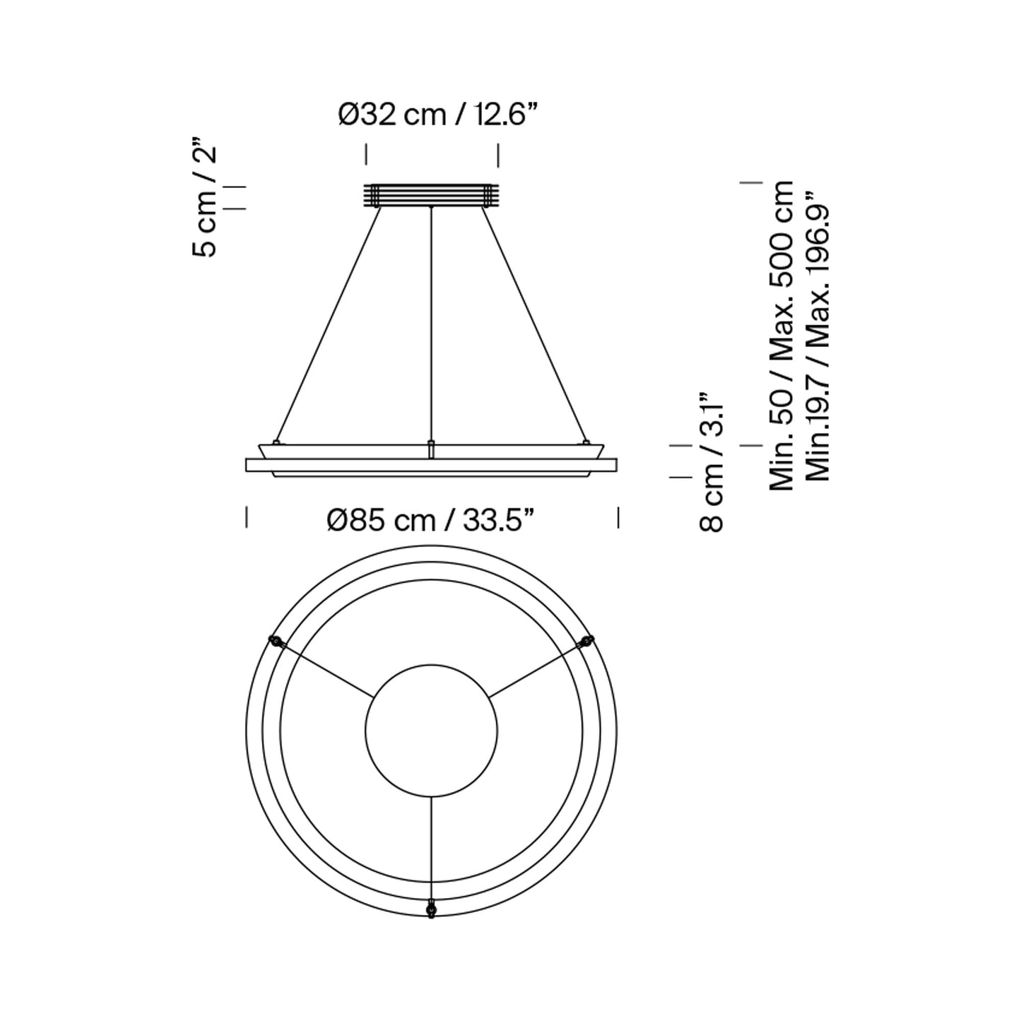 Nimba LED Pendant Light - line drawing.
