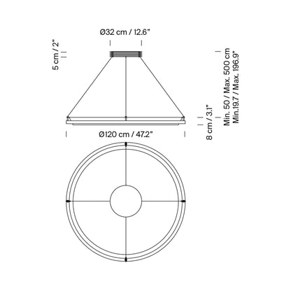 Nimba LED Pendant Light - line drawing.