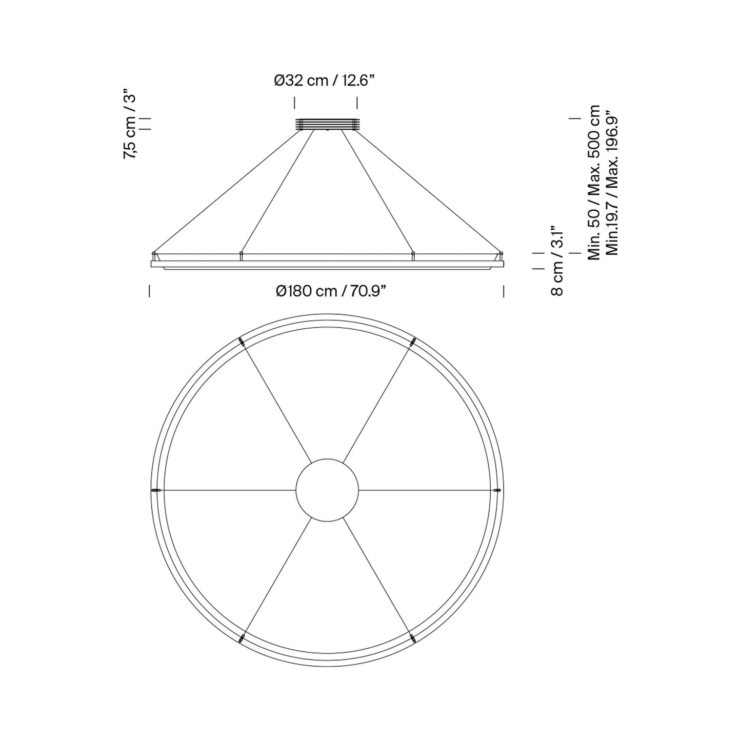 Nimba LED Pendant Light - line drawing.