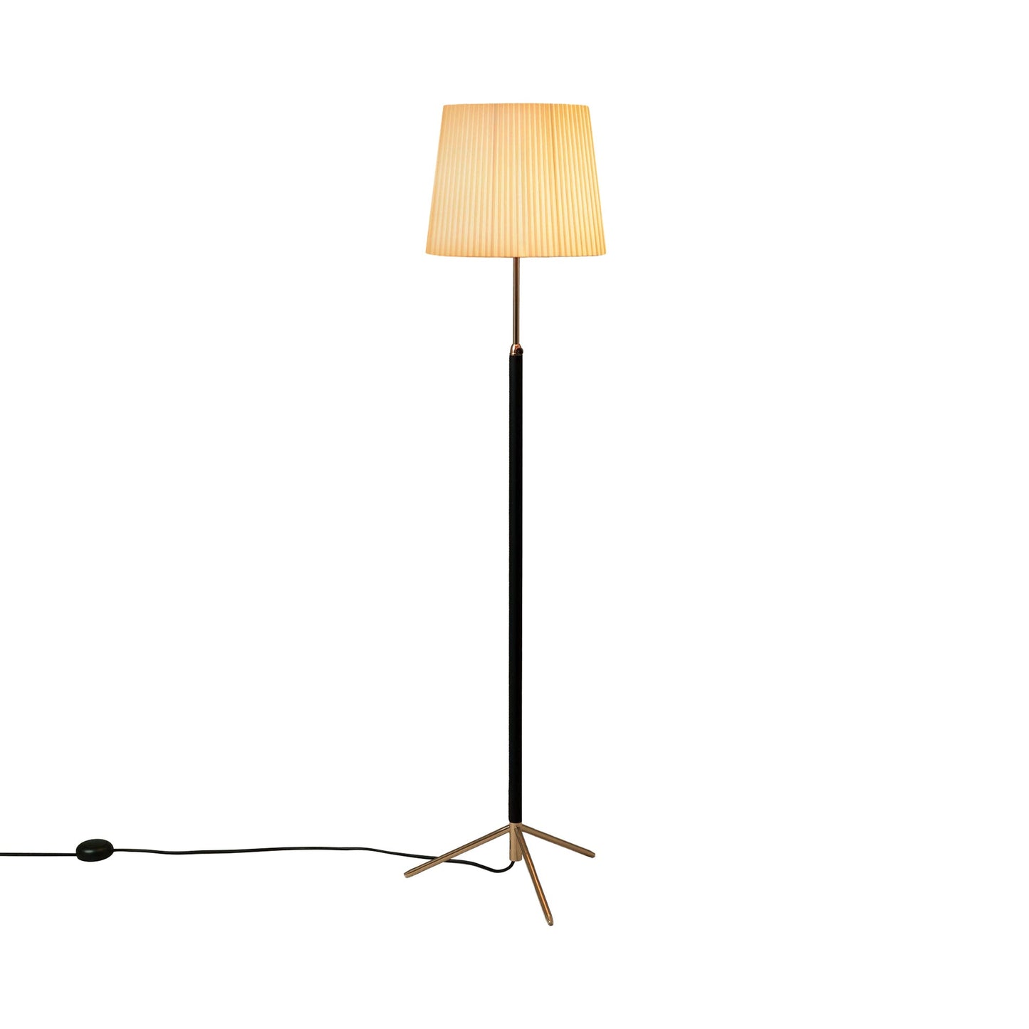 Pie de Salón Floor Lamp in Polished Brass/Natural (11-Inch).