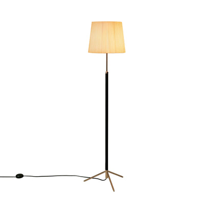 Pie de Salón Floor Lamp in Polished Brass/Natural (11-Inch).