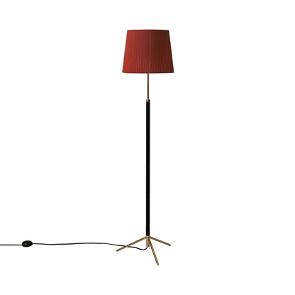 Pie de Salón Floor Lamp in Polished Brass/Red-amber (11-Inch).