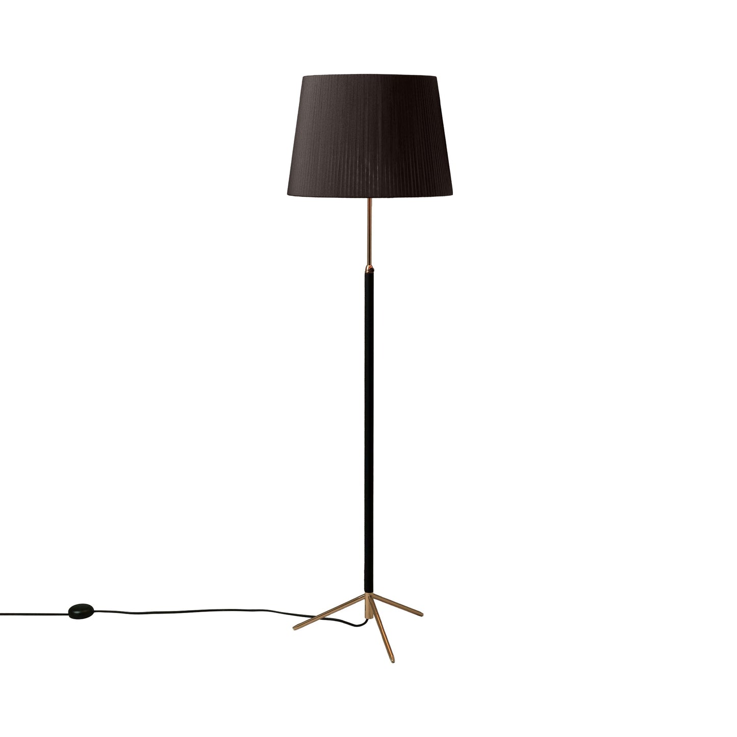 Pie de Salón Floor Lamp in Polished Brass/Black (14.2-Inch).