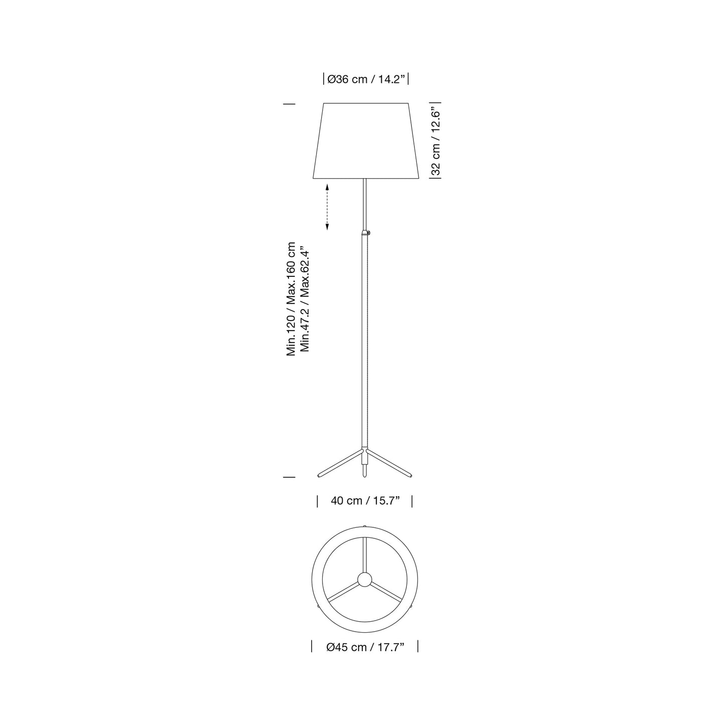 Pie de Salón Floor Lamp - line drawing.