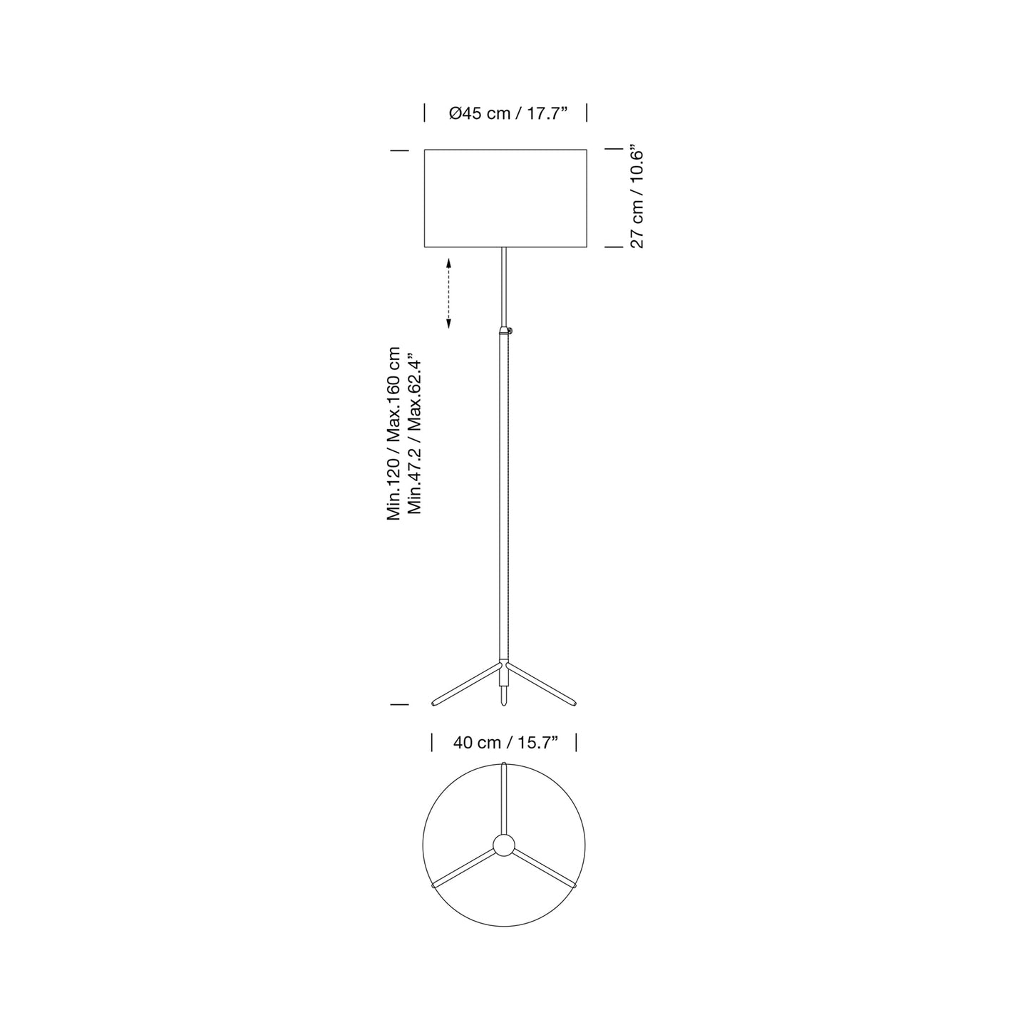 Pie de Salón Floor Lamp - line drawing.