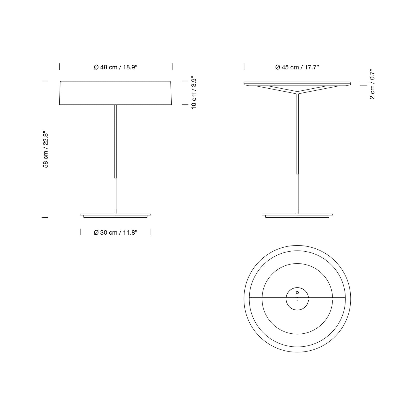Sin LED Table Lamp - line drawing.