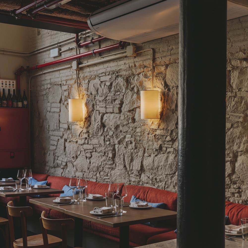 Singular Wall Light in restaurant.