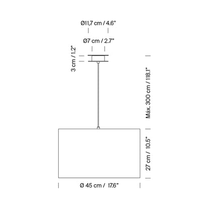 Sísísí Cilíndricas Single Pendant Light - line drawing.