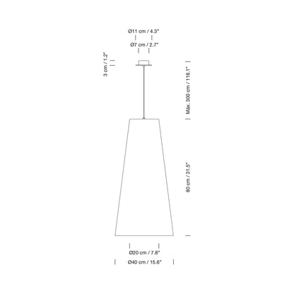 Sísísí Cónicas Largas Pendant Light - line drawing.