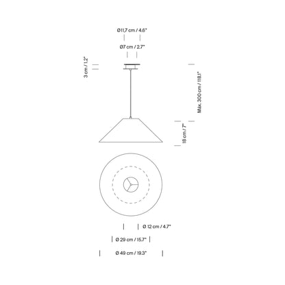 Sísísí Cónicas Planas Pendant Light - line drawing.