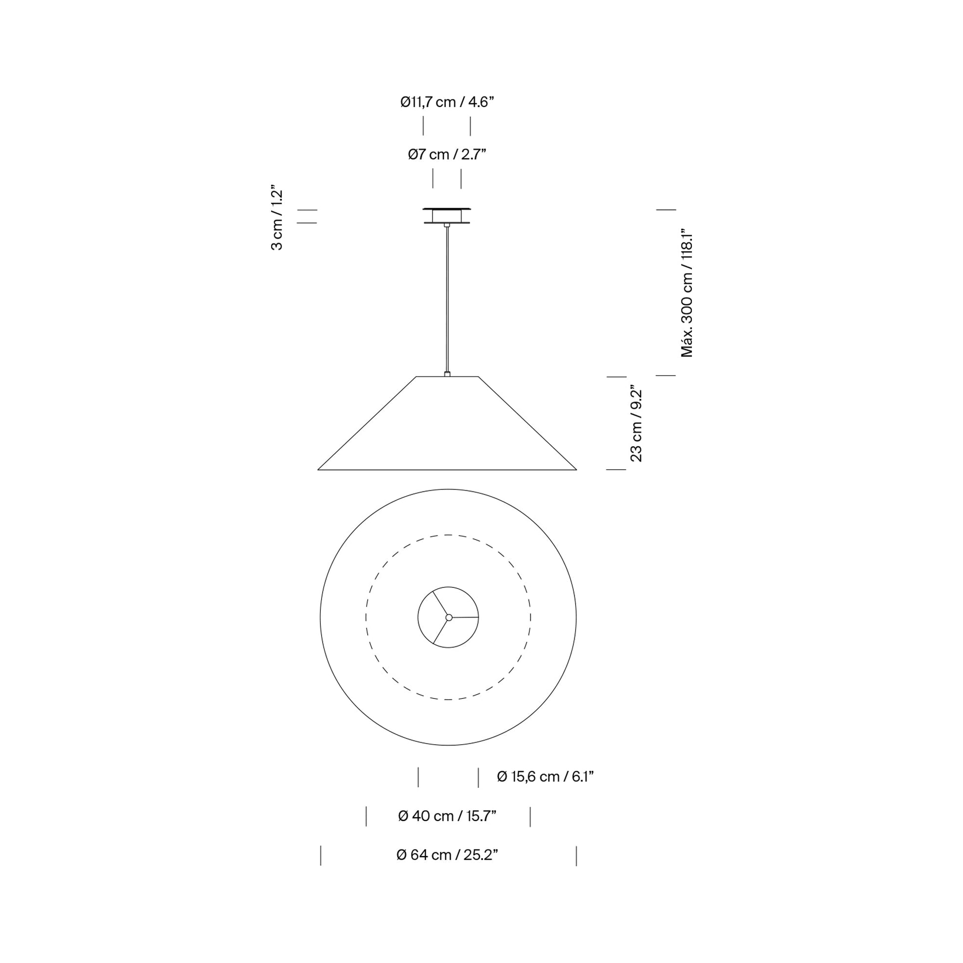 Sísísí Cónicas Planas Pendant Light - line drawing.
