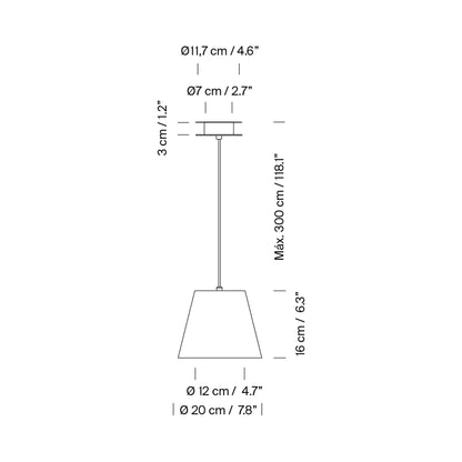 Sísísí Cónicas Single Pendant Light - line drawing.