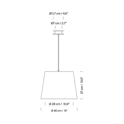 Sísísí Cónicas Single Pendant Light - line drawing.