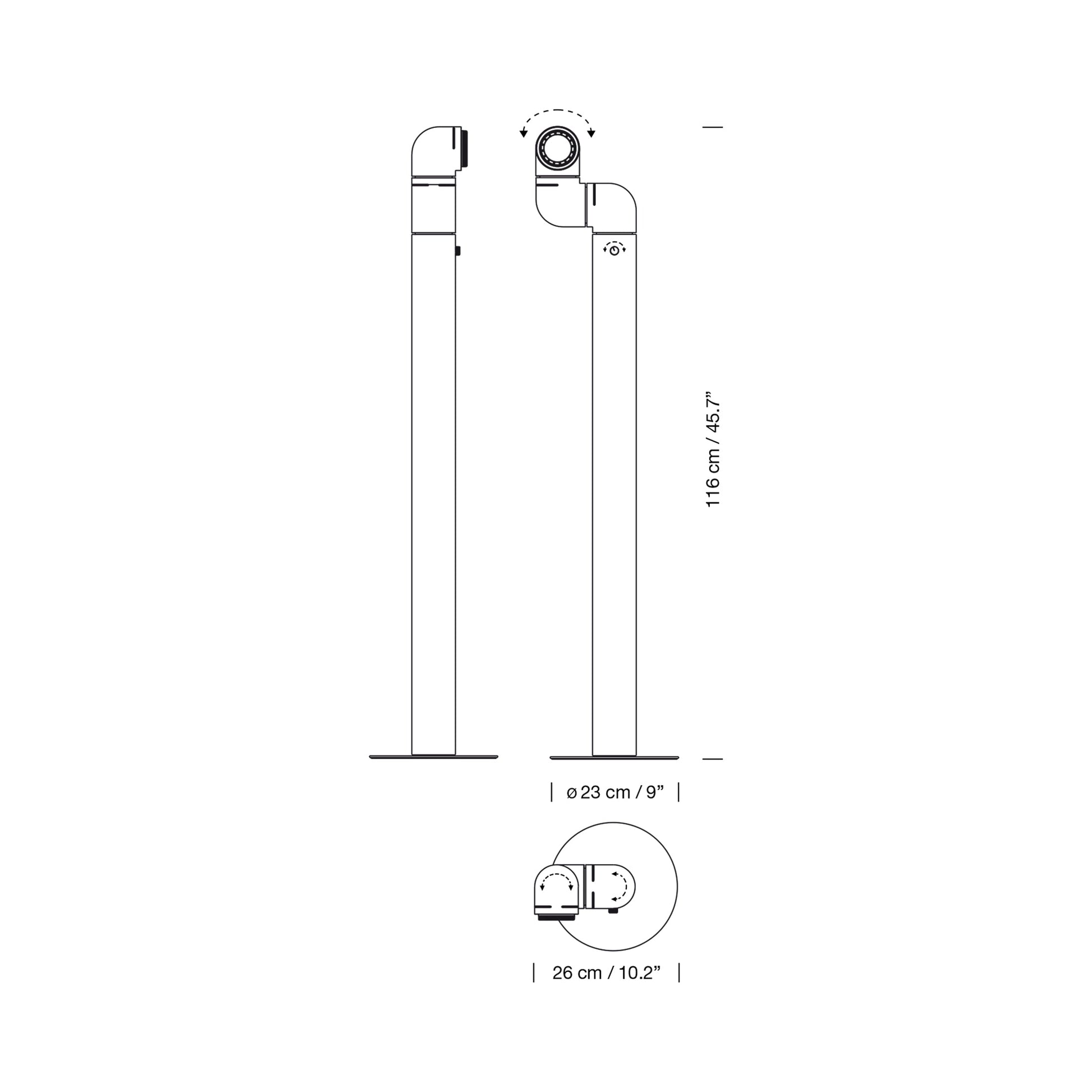 Tatu Alta LED Floor Lamp - line drawing.