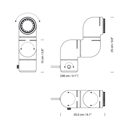 Tatu LED Table Lamp - line drawing.