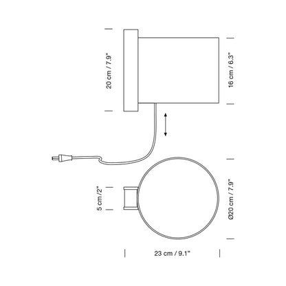 TMM Corto Wall Light - line drawing.