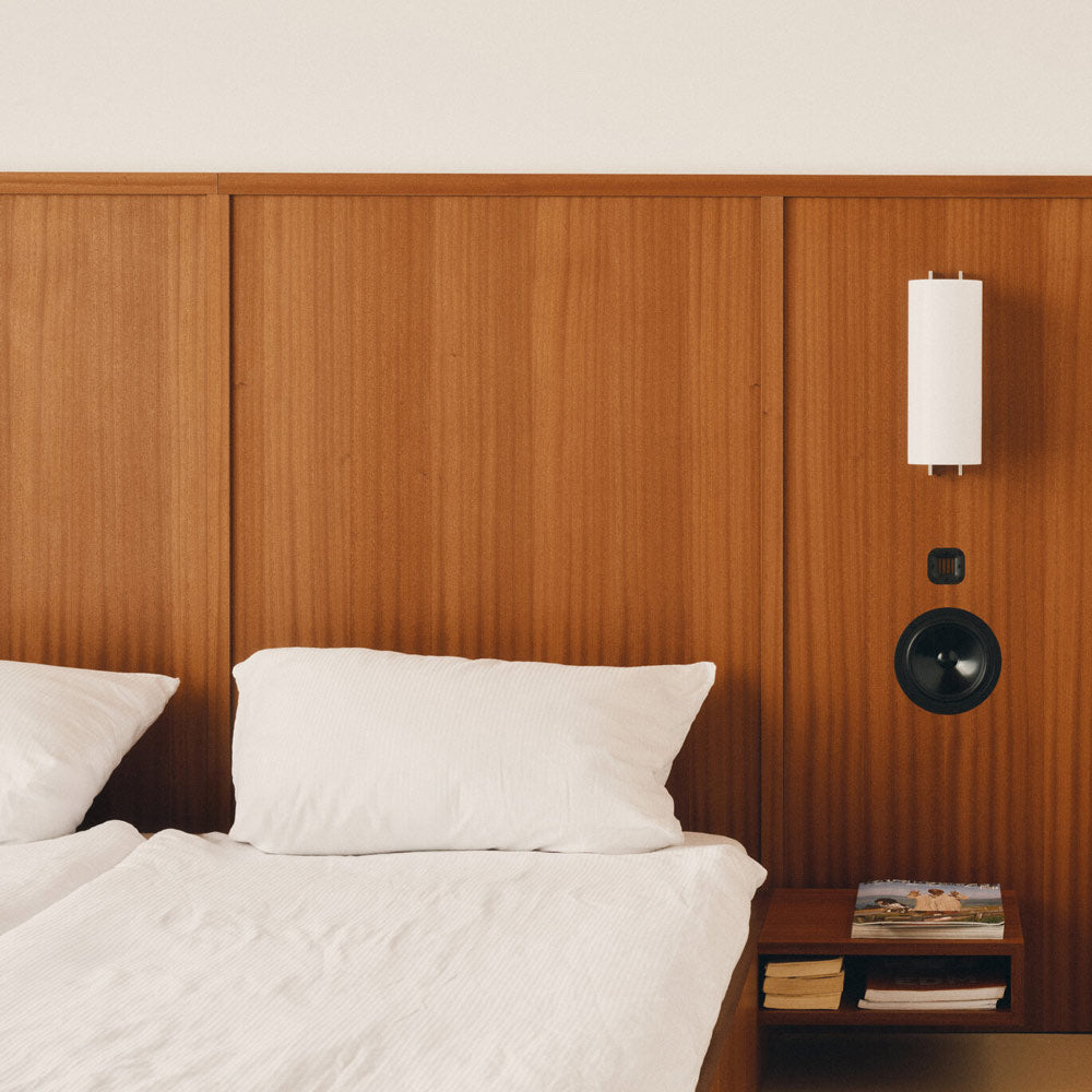 TMM Metal Wall Light in bedroom.