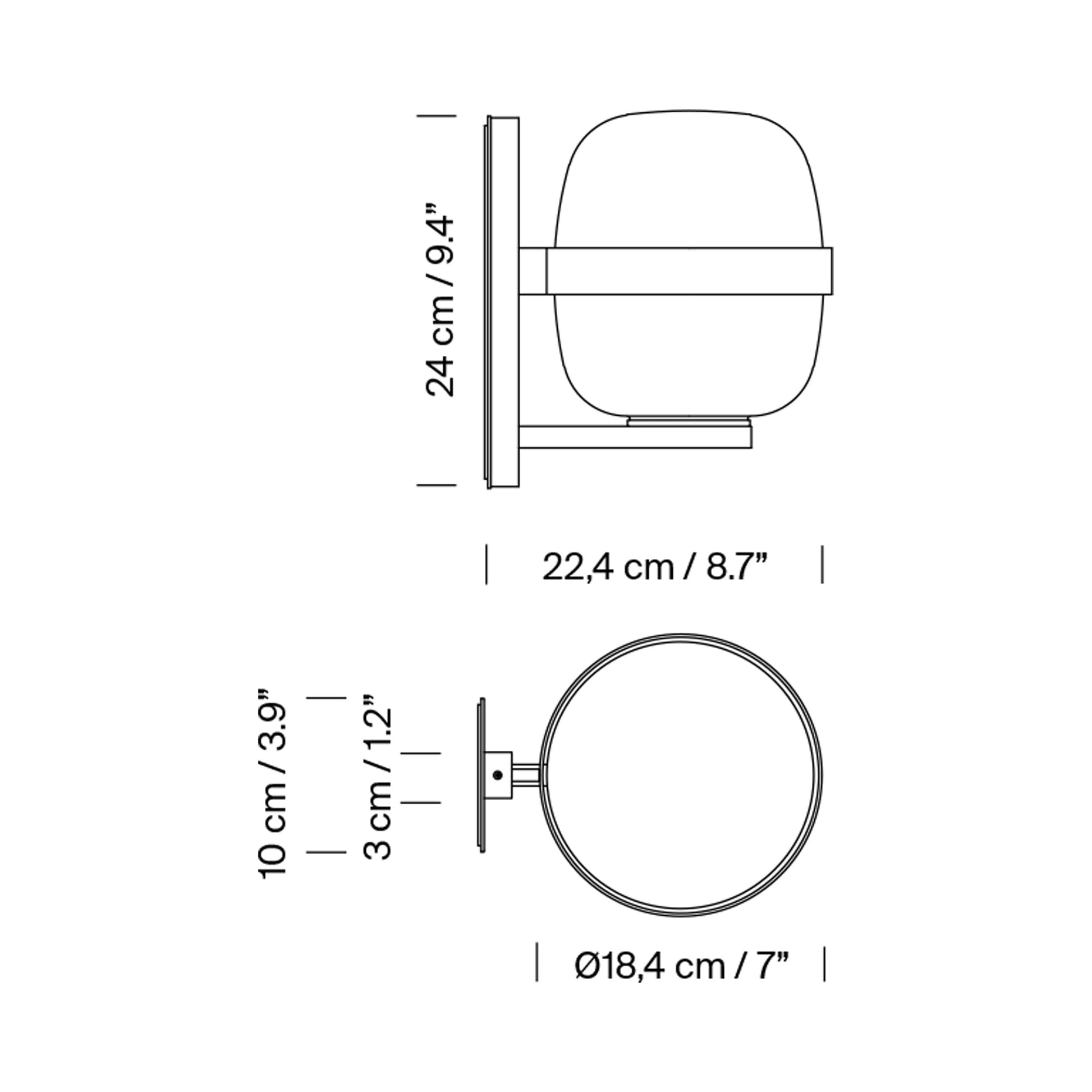 Wally Outdoor Wall Light - line drawing.