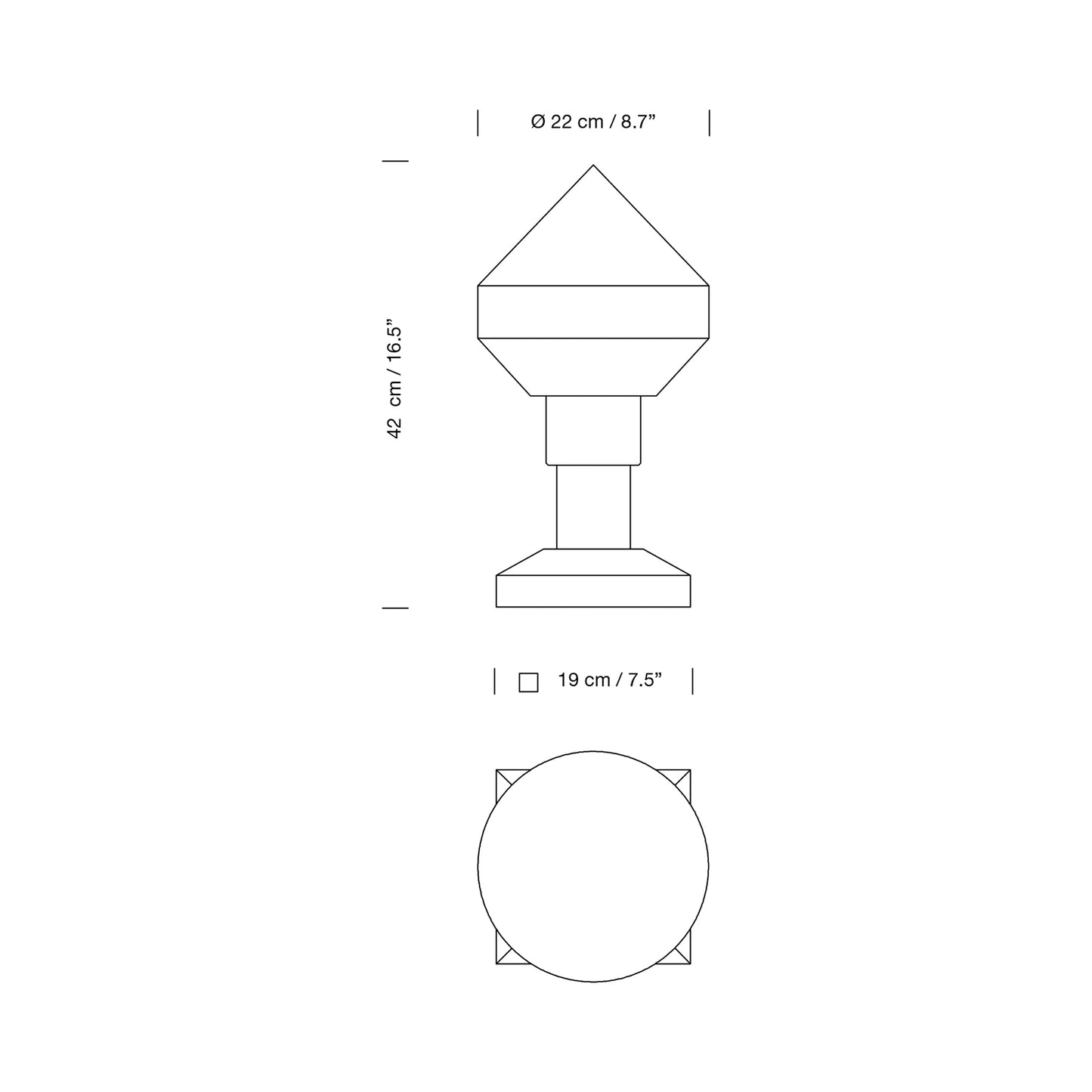 Zeleste Table Lamp - line drawing.