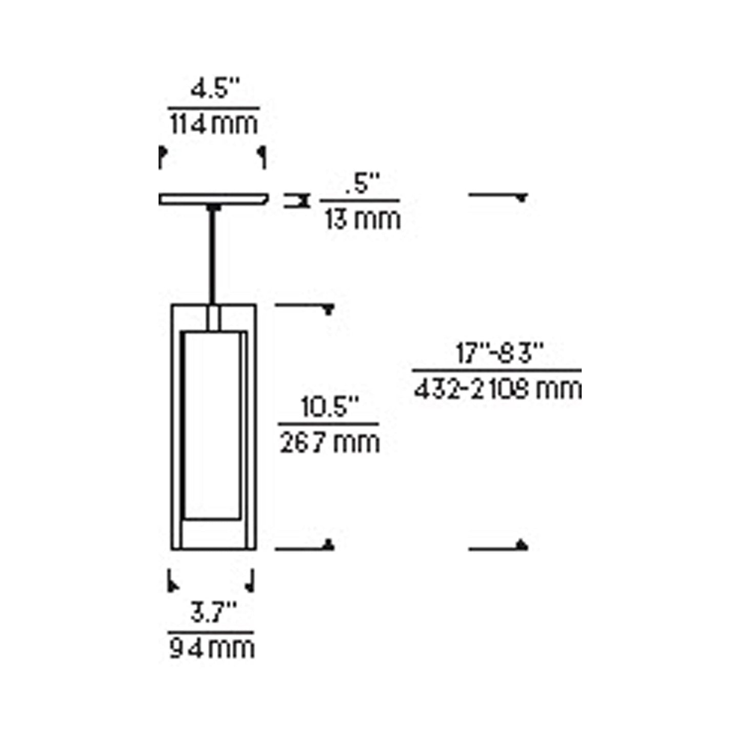 Sara Grande Pendant Light - line drawing.