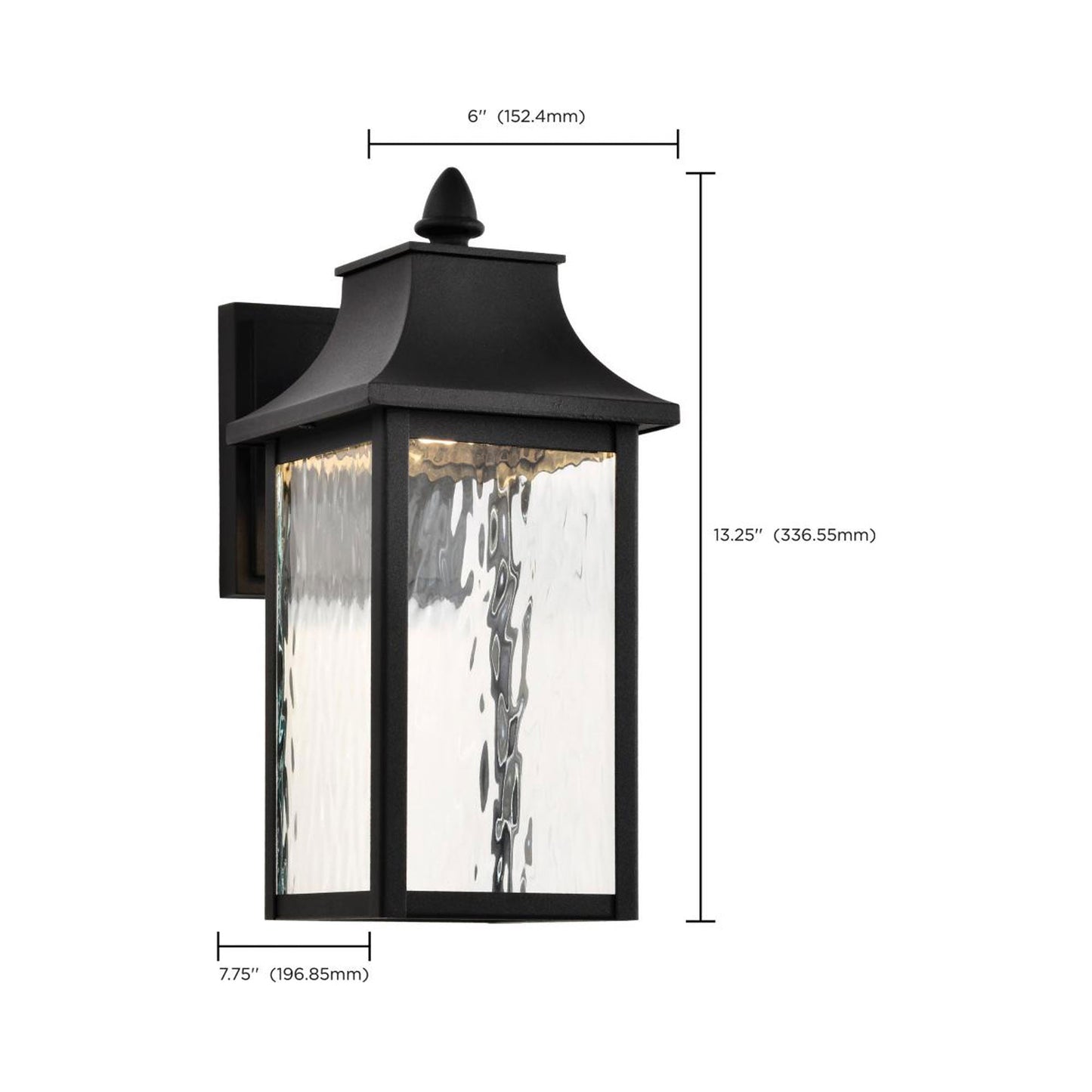 Austen Outdoor LED Wall Light - line drawing.