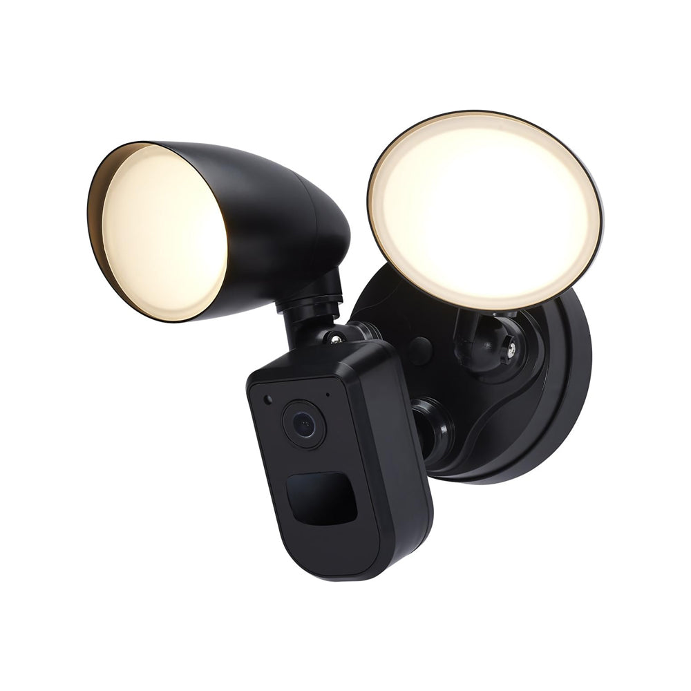 Bullet Smart Outdoor LED Wall Light with Security Camera in Black (6.31-Inch).