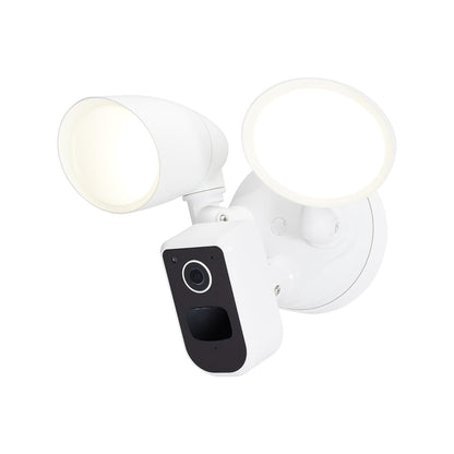 Bullet Smart Outdoor LED Wall Light with Security Camera in White (6.31-Inch).